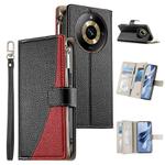 For Realme 11 Pro / 11 Pro+ Stitching Multi-card Zipper Wallet Leather Phone Case with Short Strap(Black)