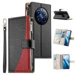 For Realme 12 Pro / 12 Pro+ Stitching Multi-card Zipper Wallet Leather Phone Case with Short Strap(Black)