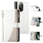 For Realme C67 4G / Realme 12 Lite Global Stitching Multi-card Zipper Wallet Leather Phone Case with Short Strap(White)