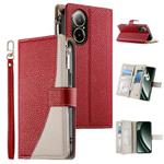 For Realme C67 4G / Realme 12 Lite Global Stitching Multi-card Zipper Wallet Leather Phone Case with Short Strap(Red)