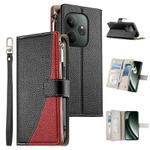For Realme GT 6 / GT Neo6 / GT Neo6 SE Stitching Multi-card Zipper Wallet Leather Phone Case with Short Strap(Black)