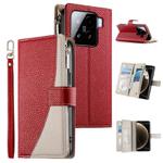 For Xiaomi 15 Stitching Multi-card Zipper Wallet Leather Phone Case with Short Strap(Red)
