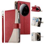 For Xiaomi 15 Ultra Stitching Multi-card Zipper Wallet Leather Phone Case with Short Strap(Red)