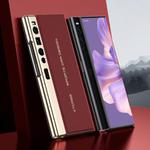 For Huawei Mate Xs 2 GKK Electroplated Plain Leather Flip Folding Phone Case(Red)