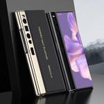 For Huawei Mate Xs 2 GKK Electroplated Plain Leather Flip Folding Phone Case(Black)
