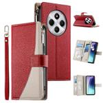 For Redmi 14C 4G / 14R / A4 5G / A3 Pro Stitching Multi-card Zipper Wallet Leather Phone Case with Short Strap(Red)