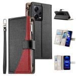 For Redmi Note12 Pro+ Global / Note12 Explorer Stitching Multi-card Zipper Wallet Leather Phone Case with Short Strap(Black)