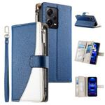For Redmi Note12 Pro+ Global / Note12 Explorer Stitching Multi-card Zipper Wallet Leather Phone Case with Short Strap(Dark Blue)