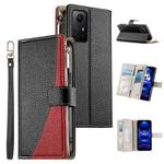 For Redmi Note 12S 4G / Note 11 4G Global Stitching Multi-card Zipper Wallet Leather Phone Case with Short Strap(Black)