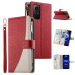 For Redmi Note 12S 4G / Note 11 4G Global Stitching Multi-card Zipper Wallet Leather Phone Case with Short Strap(Red)