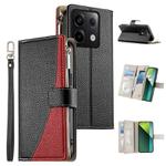 For Redmi Note 13 Pro / Xiaomi Poco X6 Stitching Multi-card Zipper Wallet Leather Phone Case with Short Strap(Black)