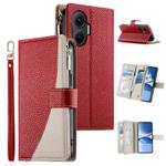 For Redmi Turbo 4 Pro / Xiaomi Poco F7 Stitching Multi-card Zipper Wallet Leather Phone Case with Short Strap(Red)