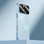 For iPhone 16 Pro Max Kalebol Large Window MagSafe Frosted PC Phone Case(Sierra Blue)