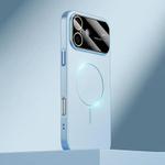 For iPhone 16 Kalebol Large Window MagSafe Frosted PC Phone Case(Sierra Blue)