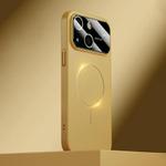 For iPhone 14 Kalebol Large Window MagSafe Frosted PC Phone Case(Khaki)