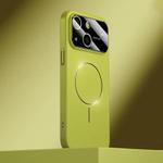 For iPhone 14 Kalebol Large Window MagSafe Frosted PC Phone Case(Avocado Green)