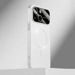 For iPhone 14 Kalebol Large Window MagSafe Frosted PC Phone Case(White)