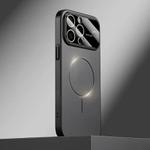 For iPhone 14 Pro Max Kalebol Large Window MagSafe Frosted PC Phone Case(Black)
