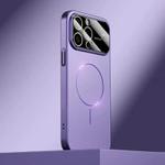 For iPhone 13 Pro Kalebol Large Window MagSafe Frosted PC Phone Case(Deep Purple)