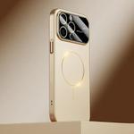For iPhone 13 Pro Kalebol Large Window MagSafe Frosted PC Phone Case(Desert Gold)