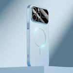 For iPhone 13 Pro Kalebol Large Window MagSafe Frosted PC Phone Case(Sierra Blue)