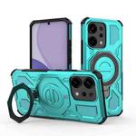 For OPPO Reno14 5G Global J-20 Solid Color MagSafe Magnetic TPU+PC Phone Case(Lake Blue)