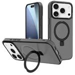 For iPhone 17 Pro Max Kalebol Metal Lens Frame MagSafe Holder Frosted PC Phone Case(Black)