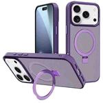 For iPhone 17 Pro Max Kalebol Metal Lens Frame MagSafe Holder Frosted PC Phone Case(Dark Purple)