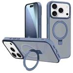 For iPhone 17 Pro Max Kalebol Metal Lens Frame MagSafe Holder Frosted PC Phone Case(Sierra Blue)