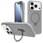 For iPhone 17 Pro Kalebol Metal Lens Frame MagSafe Holder Frosted PC Phone Case(Grey)