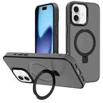 For iPhone 17 Kalebol Metal Lens Frame MagSafe Holder Frosted PC Phone Case(Black)