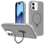 For iPhone 17 Kalebol Metal Lens Frame MagSafe Holder Frosted PC Phone Case(Grey)