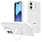 For iPhone 17 Kalebol Metal Lens Frame MagSafe Holder Frosted PC Phone Case(Frosted White)