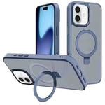 For iPhone 17 Kalebol Metal Lens Frame MagSafe Holder Frosted PC Phone Case(Sierra Blue)