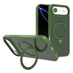 For iPhone 17 Air Kalebol Metal Lens Frame MagSafe Holder Frosted PC Phone Case(Dark Green)