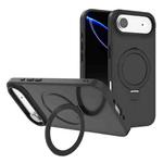 For iPhone 17 Air Kalebol Metal Lens Frame MagSafe Holder Frosted PC Phone Case(Black)