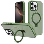 For iPhone 16 Pro Max Kalebol Metal Lens Frame MagSafe Holder Frosted PC Phone Case(Dark Green)