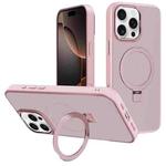 For iPhone 16 Pro Max Kalebol Metal Lens Frame MagSafe Holder Frosted PC Phone Case(Pink)