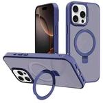 For iPhone 16 Pro Max Kalebol Metal Lens Frame MagSafe Holder Frosted PC Phone Case(Navy Blue)
