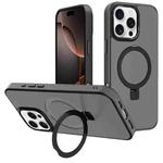 For iPhone 16 Pro Max Kalebol Metal Lens Frame MagSafe Holder Frosted PC Phone Case(Black)