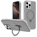 For iPhone 16 Pro Max Kalebol Metal Lens Frame MagSafe Holder Frosted PC Phone Case(Grey)