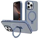 For iPhone 16 Pro Max Kalebol Metal Lens Frame MagSafe Holder Frosted PC Phone Case(Sierra Blue)