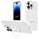For iPhone 14 Pro Max Kalebol Metal Lens Frame MagSafe Holder Frosted PC Phone Case(Frosted White)