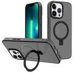 For iPhone 13 Pro Max Kalebol Metal Lens Frame MagSafe Holder Frosted PC Phone Case(Black)