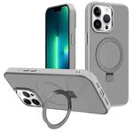 For iPhone 13 Pro Max Kalebol Metal Lens Frame MagSafe Holder Frosted PC Phone Case(Grey)