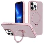For iPhone 13 Pro Kalebol Metal Lens Frame MagSafe Holder Frosted PC Phone Case(Pink)