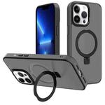 For iPhone 13 Pro Kalebol Metal Lens Frame MagSafe Holder Frosted PC Phone Case(Black)