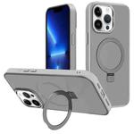 For iPhone 13 Pro Kalebol Metal Lens Frame MagSafe Holder Frosted PC Phone Case(Grey)