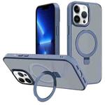 For iPhone 13 Pro Kalebol Metal Lens Frame MagSafe Holder Frosted PC Phone Case(Sierra Blue)