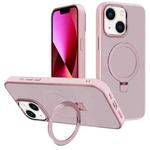For iPhone 13 Kalebol Metal Lens Frame MagSafe Holder Frosted PC Phone Case(Pink)